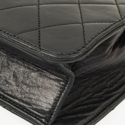 Chanel Kleine Classic Single Flap Tasche Schwarzes Gestepptes Lammleder mit 24K Gold-beschichteten Beschlägen