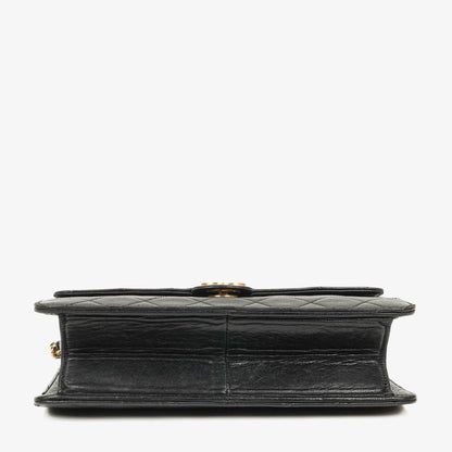 Chanel Kleine Classic Single Flap Tasche Schwarzes Gestepptes Lammleder mit 24K Gold-beschichteten Beschlägen