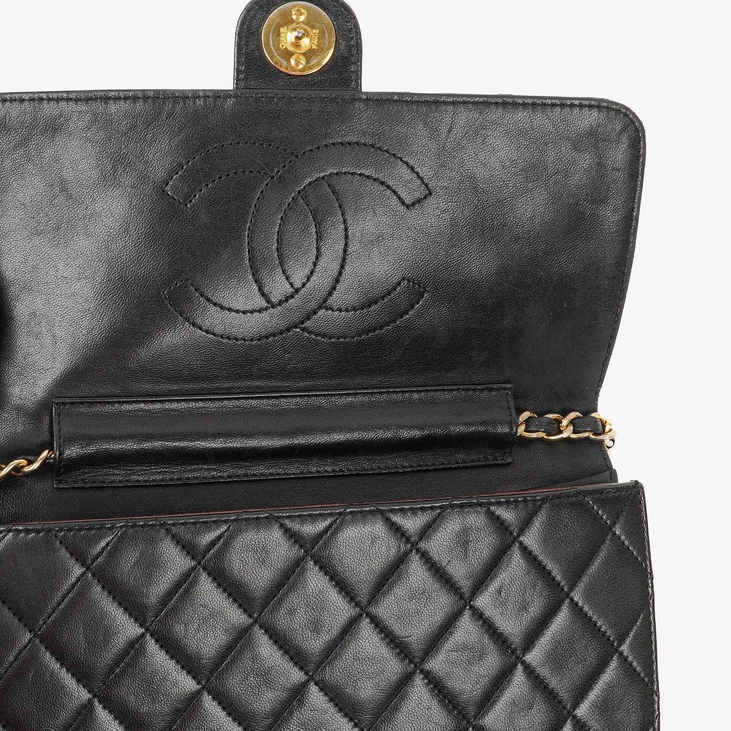 Chanel Kleine Classic Single Flap Tasche Schwarzes Gestepptes Lammleder mit 24K Gold-beschichteten Beschlägen