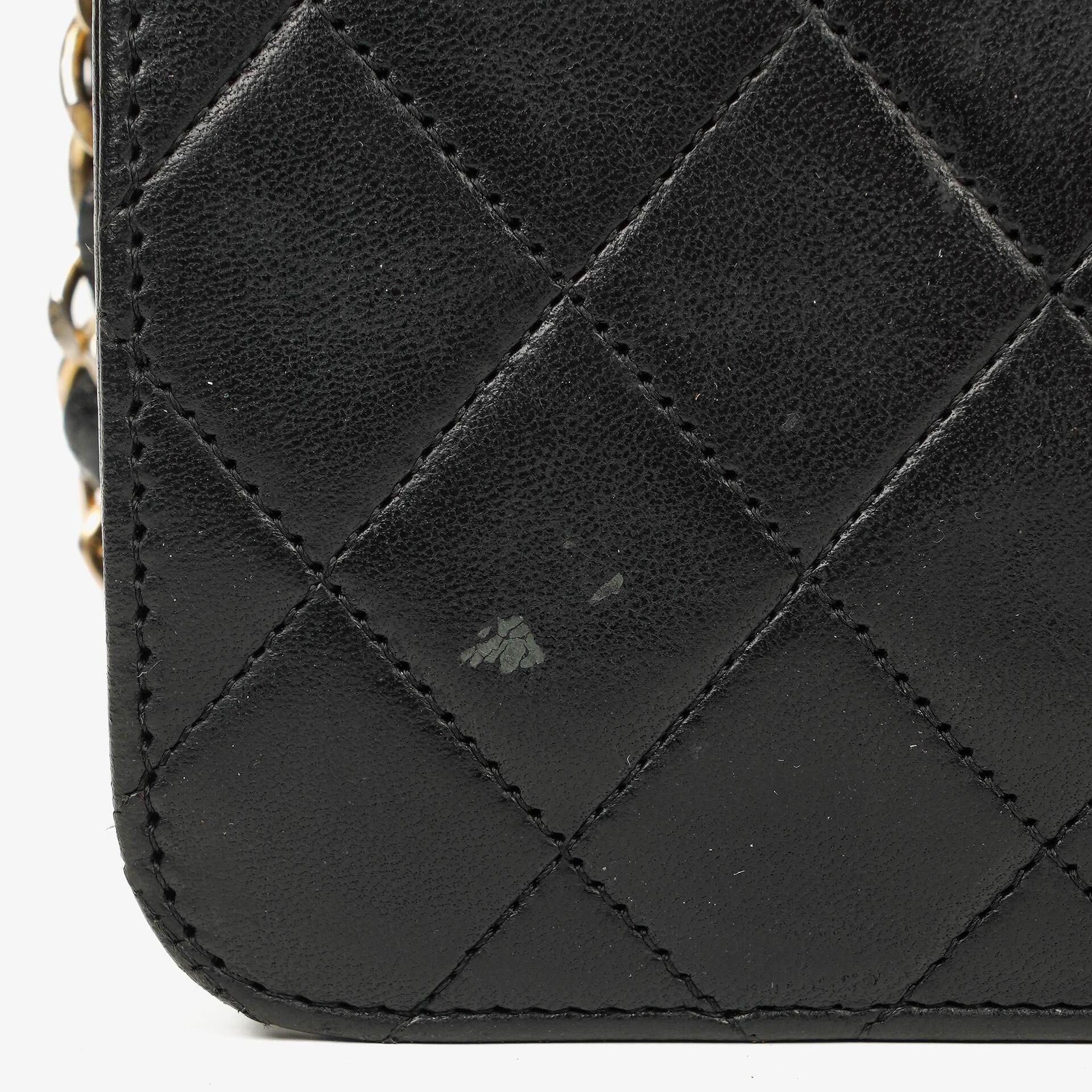 Chanel Kleine Classic Single Flap Tasche Schwarzes Gestepptes Lammleder mit 24K Gold-beschichteten Beschlägen