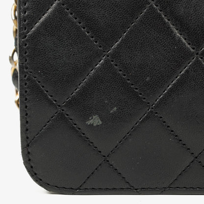 Chanel Kleine Classic Single Flap Tasche Schwarzes Gestepptes Lammleder mit 24K Gold-beschichteten Beschlägen