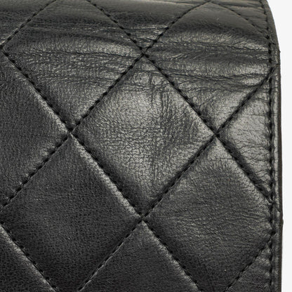 Chanel Kleine Classic Single Flap Tasche Schwarzes Gestepptes Lammleder mit 24K Gold-beschichteten Beschlägen