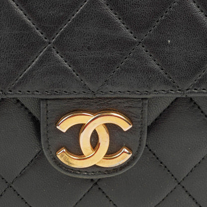 Chanel Kleine Classic Single Flap Tasche Schwarzes Gestepptes Lammleder mit 24K Gold-beschichteten Beschlägen