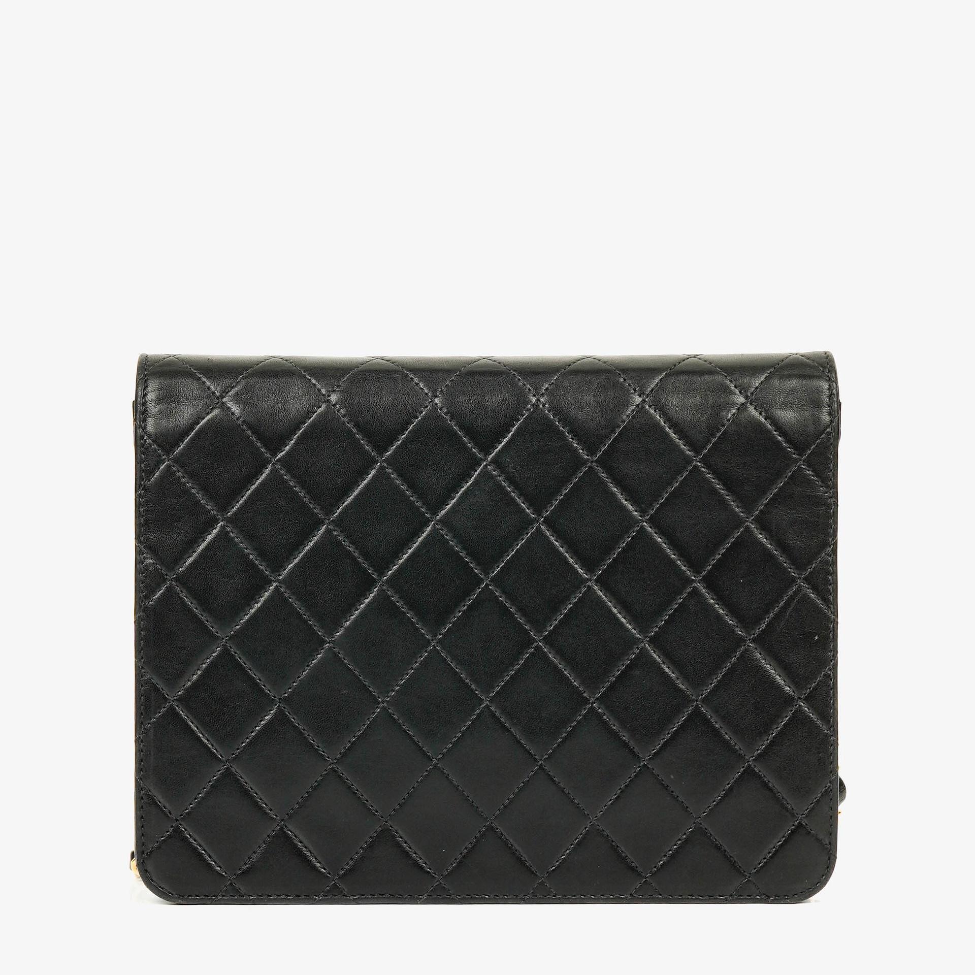 Chanel Kleine Classic Single Flap Tasche aus schwarzem gestepptem Lammleder mit 24K vergoldeten Beschlägen