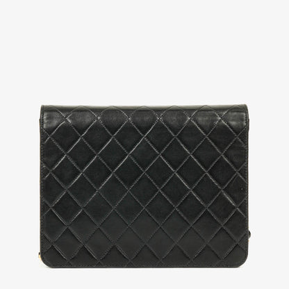 Chanel Kleine Classic Single Flap Tasche aus schwarzem gestepptem Lammleder mit 24K vergoldeten Beschlägen