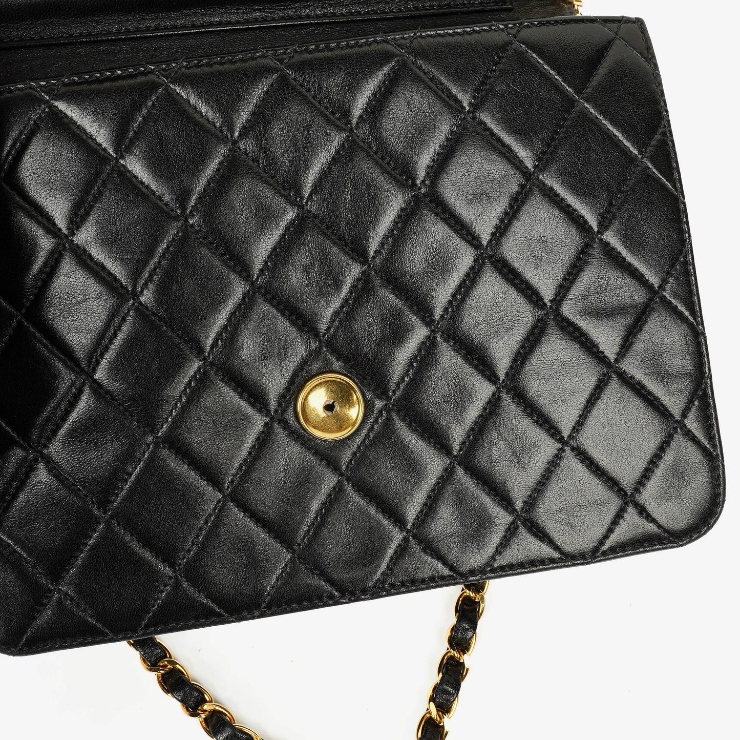 Chanel Kleine Classic Single Flap Tasche aus schwarzem gestepptem Lammleder mit 24K vergoldeten Beschlägen