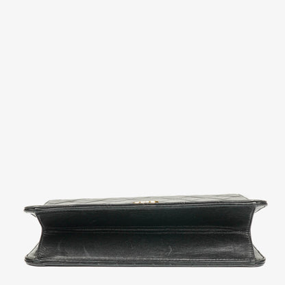 Chanel Kleine Classic Single Flap Tasche aus schwarzem gestepptem Lammleder mit 24K vergoldeten Beschlägen