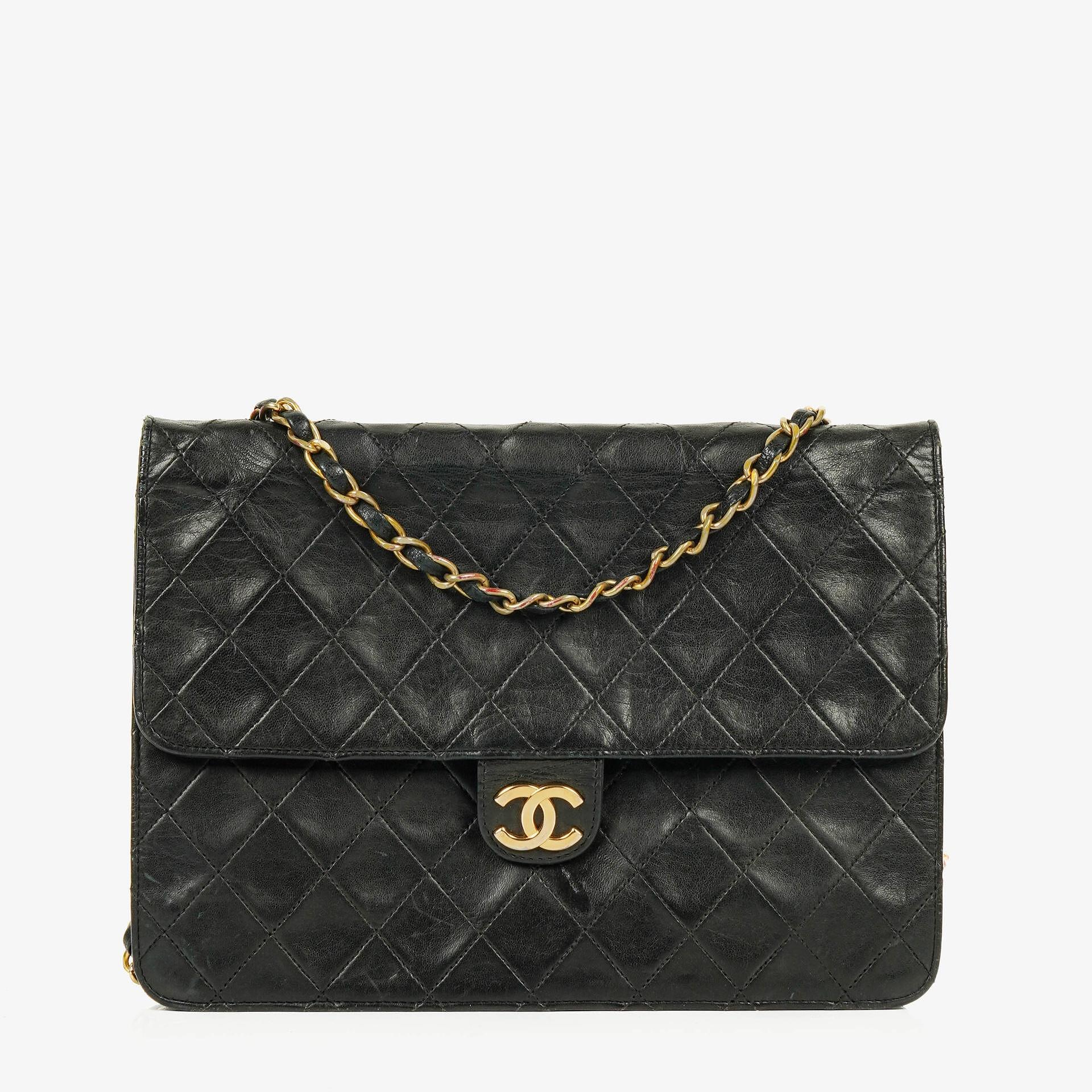 Chanel Kleine Classic Single Flap Tasche aus schwarzem gestepptem Lammleder mit 24K vergoldeter Hardware