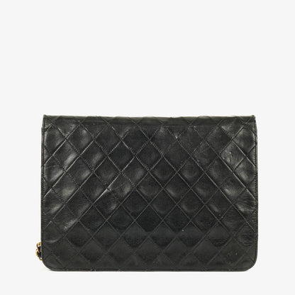 Chanel Kleine Classic Single Flap Tasche aus schwarzem gestepptem Lammleder mit 24K vergoldeter Hardware