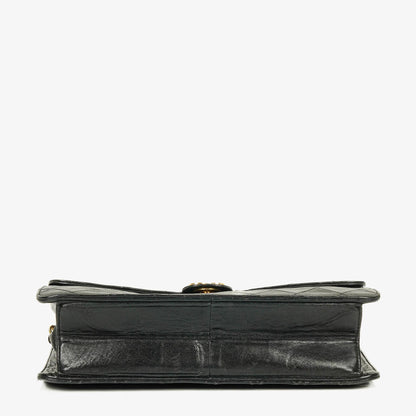Chanel Kleine Classic Single Flap Tasche aus schwarzem gestepptem Lammleder mit 24K vergoldeter Hardware