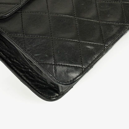 Chanel Kleine Classic Single Flap Tasche aus schwarzem gestepptem Lammleder mit 24K vergoldeter Hardware