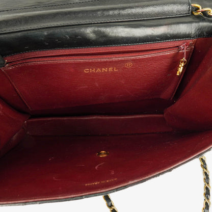 Chanel Kleine Classic Single Flap Tasche aus schwarzem gestepptem Lammleder mit 24K vergoldeter Hardware