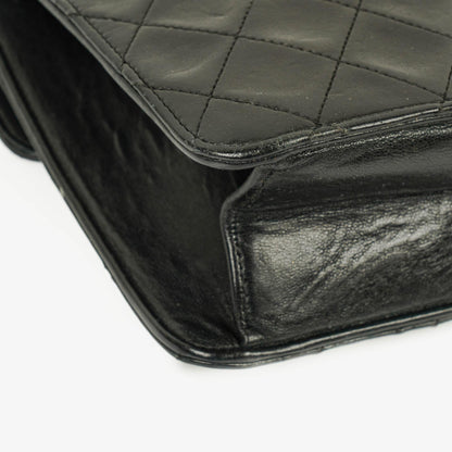 Chanel Kleine Classic Single Flap Tasche aus schwarzem gestepptem Lammleder mit 24K vergoldeter Hardware