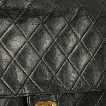 Chanel Kleine Classic Single Flap Tasche aus schwarzem gestepptem Lammleder mit 24K vergoldeter Hardware