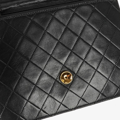 Chanel Small Classic Single Flap Tasche aus schwarzem gestepptem Lammleder mit 24K vergoldeten Beschlägen