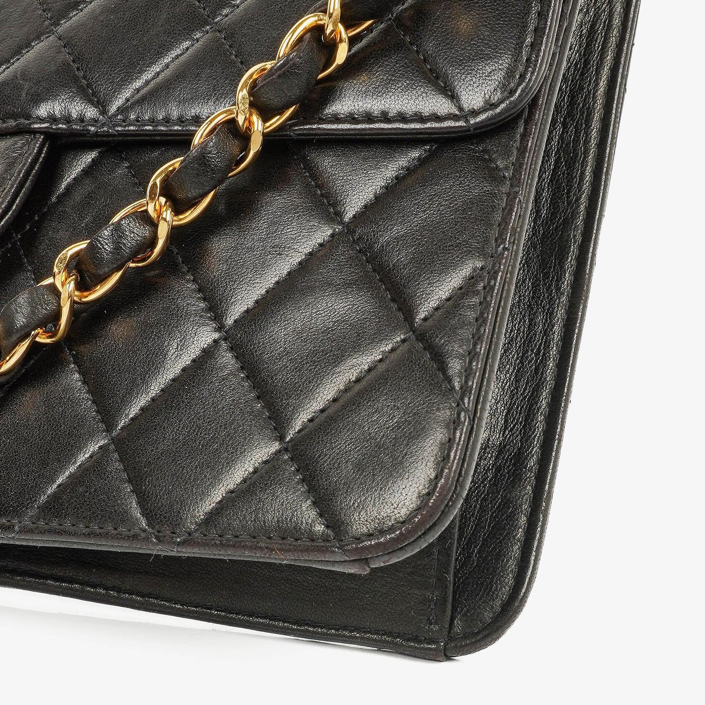 Chanel Kleine Classic Single Flap Tasche Schwarzes Gestepptes Lammleder mit 24K Gold-beschichteten Beschlägen