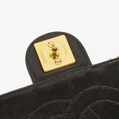 Chanel Kleine Classic Single Flap Tasche Schwarzes Gestepptes Lammleder mit 24K Gold-beschichteten Beschlägen