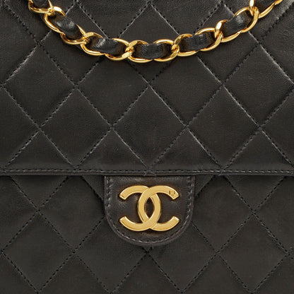Chanel Kleine Classic Single Flap Tasche Schwarzes Gestepptes Lammleder mit 24K Gold-beschichteten Beschlägen