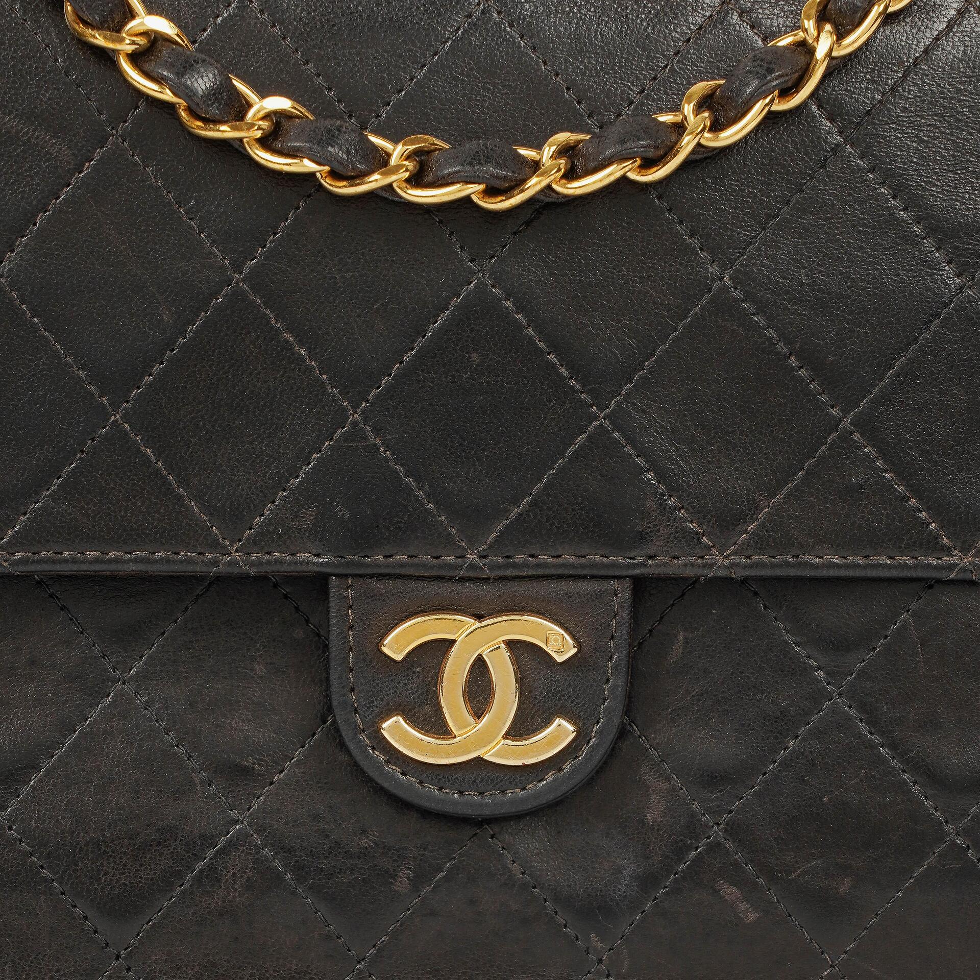 Chanel Kleine Classic Single Flap Tasche aus schwarzem gestepptem Lammleder mit 24K vergoldeter Hardware