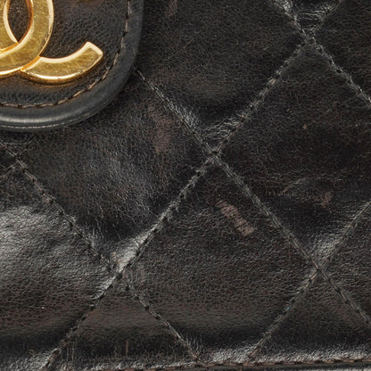 Chanel Kleine Classic Single Flap Tasche aus schwarzem gestepptem Lammleder mit 24K vergoldeter Hardware