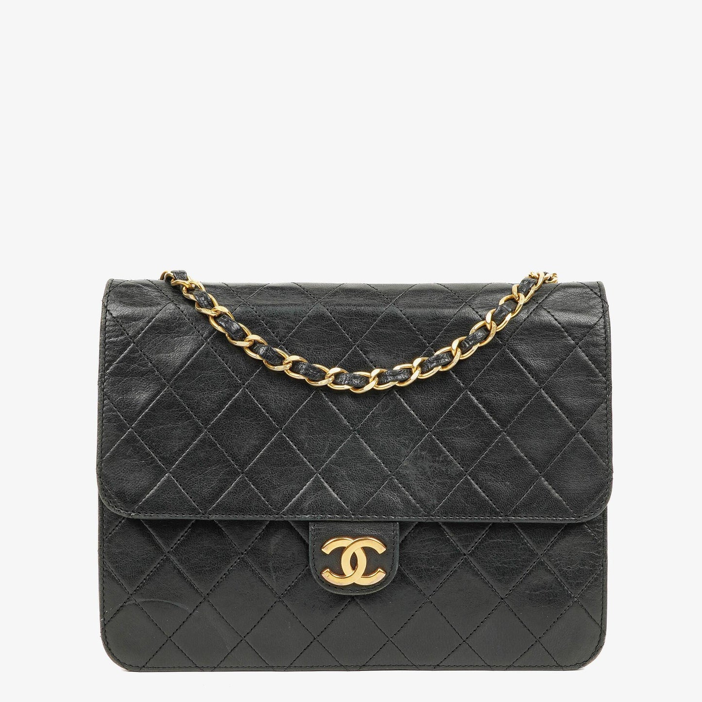 Chanel Kleine Classic Single Flap Tasche aus marineblauem gestepptem Lammleder mit 24K vergoldeter Hardware