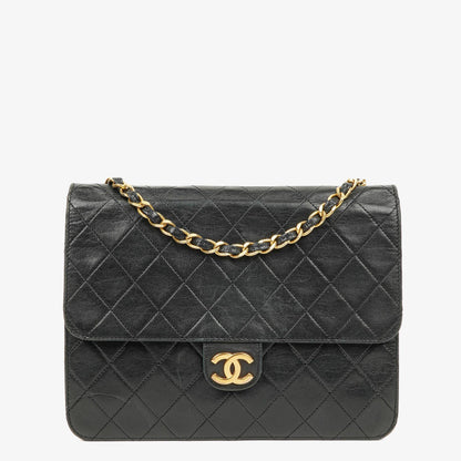 Chanel Kleine Classic Single Flap Tasche aus marineblauem gestepptem Lammleder mit 24K vergoldeter Hardware