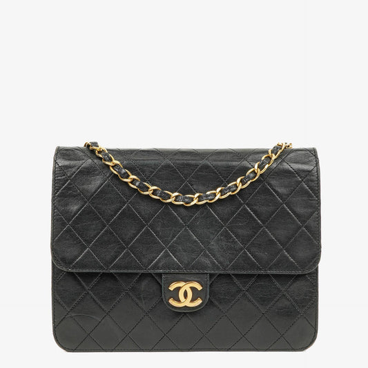 Chanel Kleine Classic Single Flap Tasche aus marineblauem gestepptem Lammleder mit 24K vergoldeter Hardware
