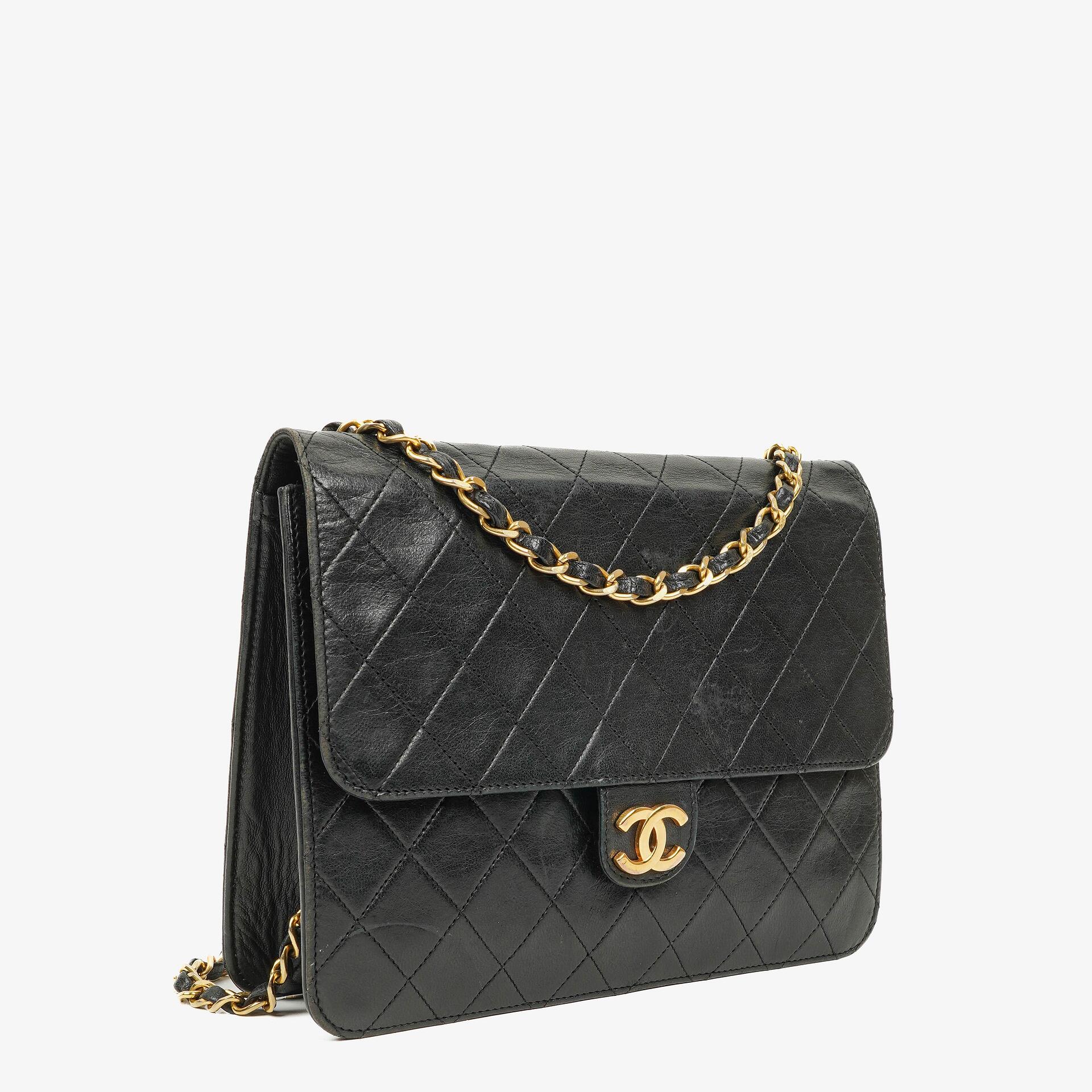 Chanel Kleine Classic Single Flap Tasche aus marineblauem gestepptem Lammleder mit 24K vergoldeter Hardware