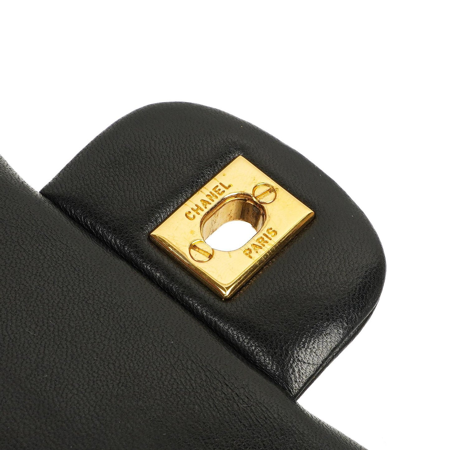Chanel Kleine Klassische Vintage Schwarzes Gequiltetes Lammleder Doppelklappen Tasche Mit 24K Vergoldeter Hardware