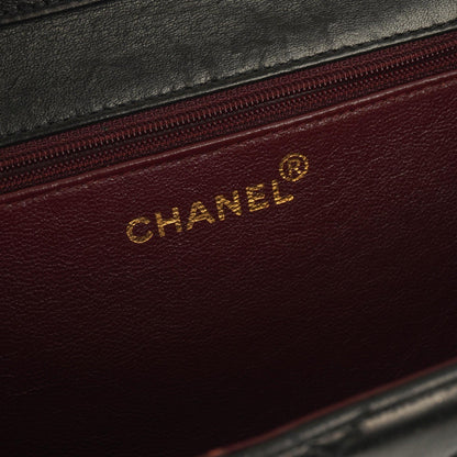 Chanel Small Classic Vintage Single Flap Bag aus schwarzem gestepptem Lammleder mit 24K goldplattierter Hardware