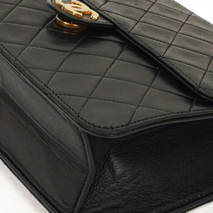 Chanel Small Classic Vintage Single Flap Bag aus schwarzem gestepptem Lammleder mit goldfarbener Hardware