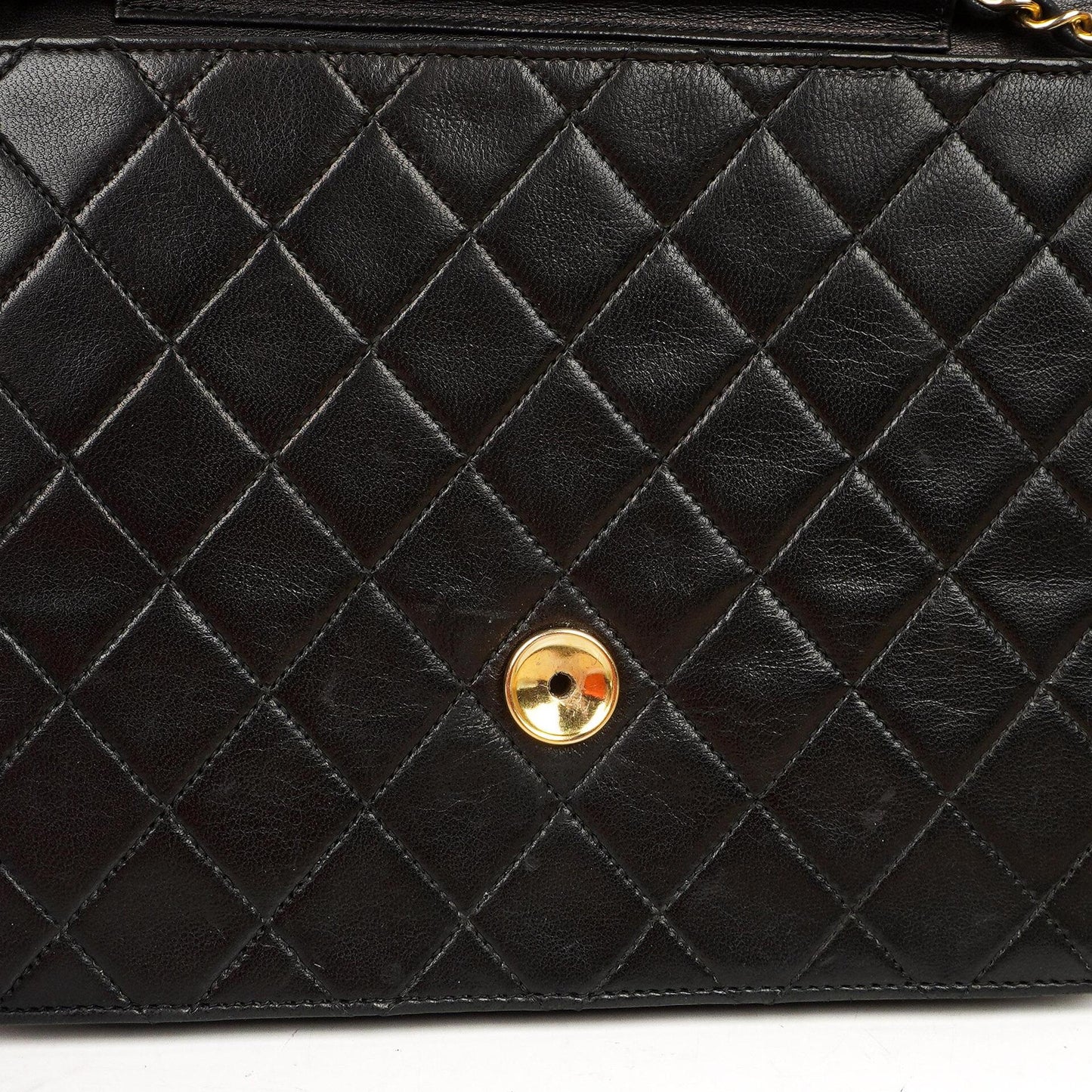 Chanel Small Classic Vintage Single Flap Bag aus schwarzem gestepptem Lammleder mit goldfarbener Hardware