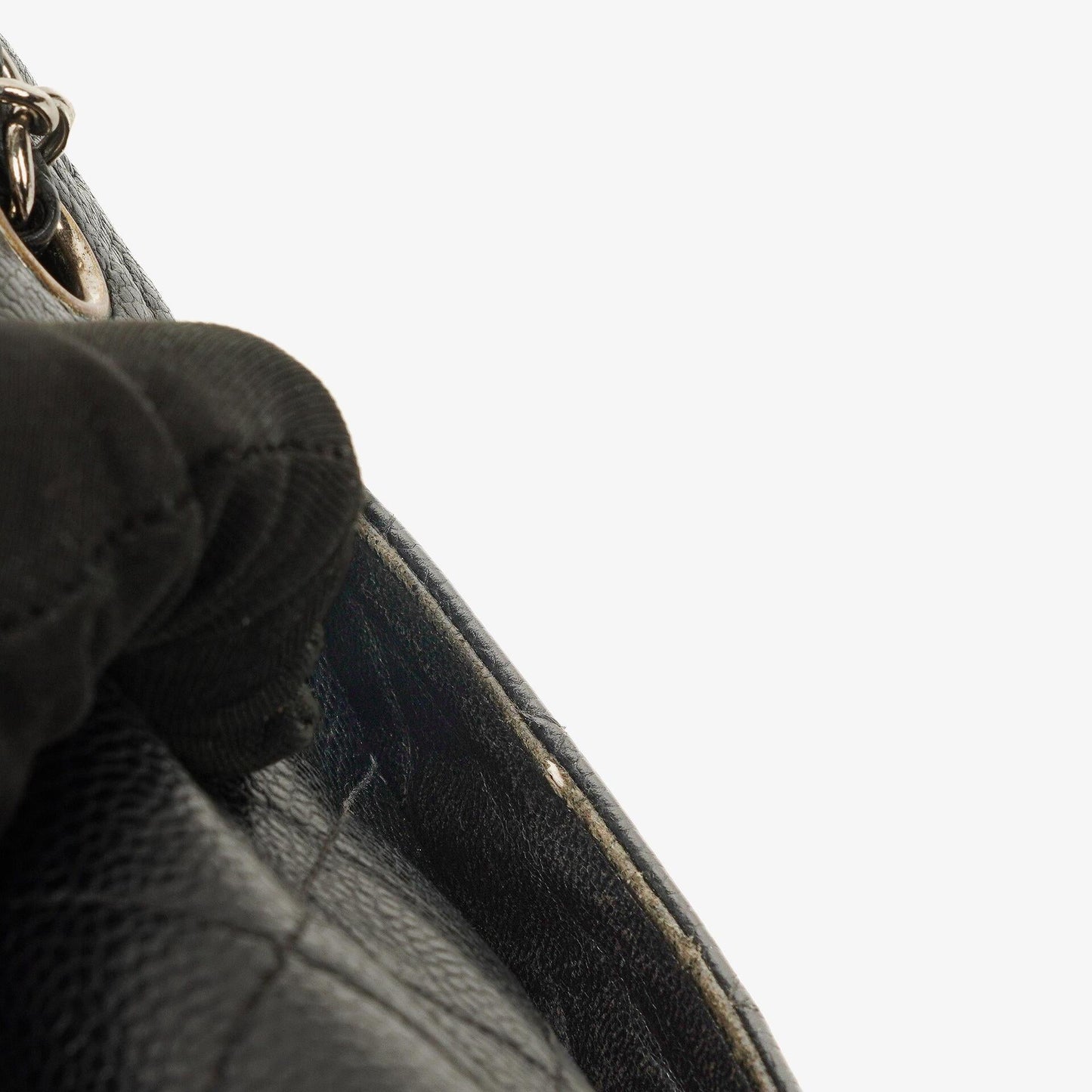 Chanel Small Classic Vintage Double Flap Bag aus schwarzem gestepptem Kaviarleder mit silberfarbener Hardware
