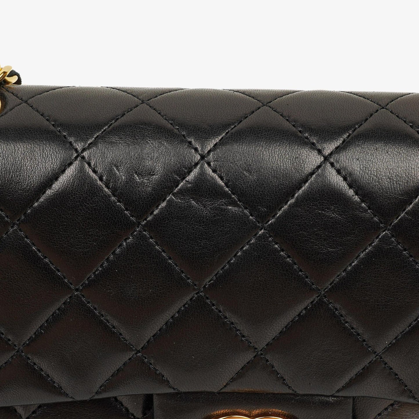 Chanel Vintage Classic kleine Double Flap Tasche aus schwarzem gestepptem Lammleder mit 24K vergoldeter Hardware, 1989-1991