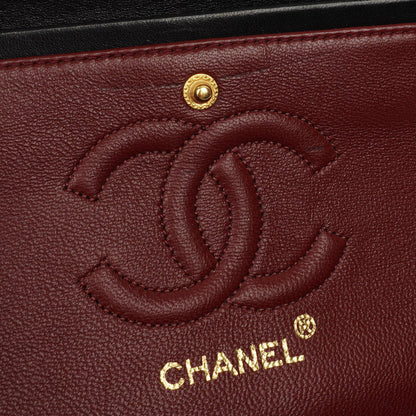 Chanel Vintage Classic kleine Double Flap Tasche aus schwarzem gestepptem Lammleder mit 24K vergoldeter Hardware, 1989-1991