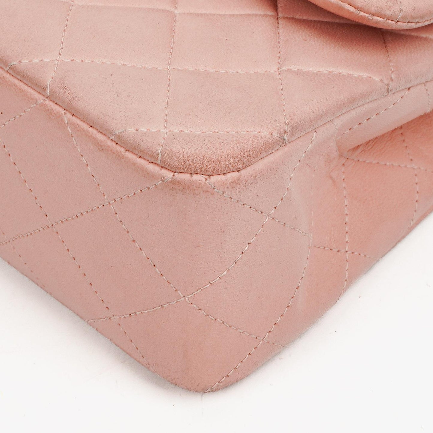 Chanel Kleine Classic Vintage Double Flap Tasche aus rosa gestepptem Lammleder mit 24K vergoldeter Hardware