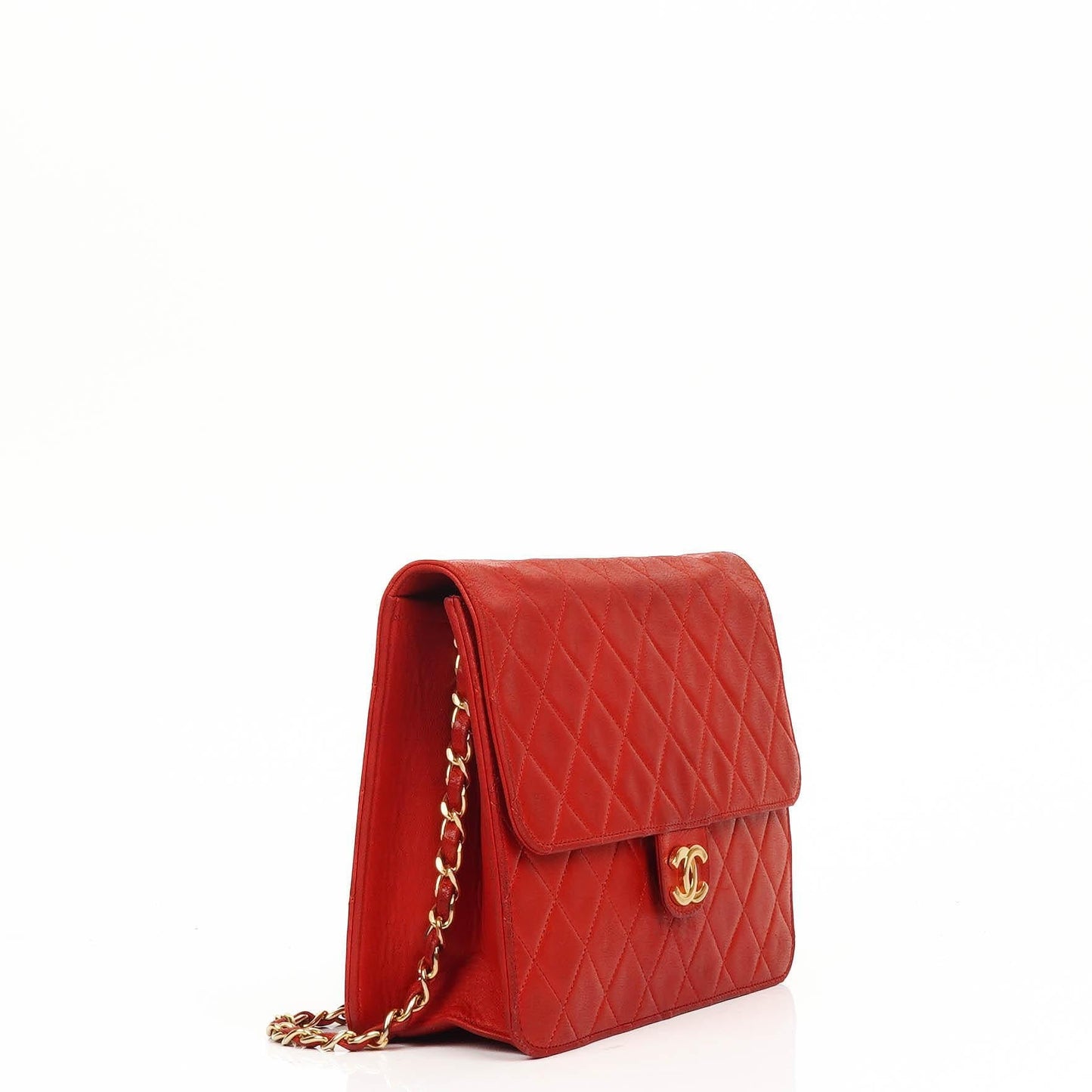 Chanel Kleine Klassische Vintage Rote Gequiltete Lammleder Einzelklappen Tasche Mit 24K Goldbeschichtetem Zubehör