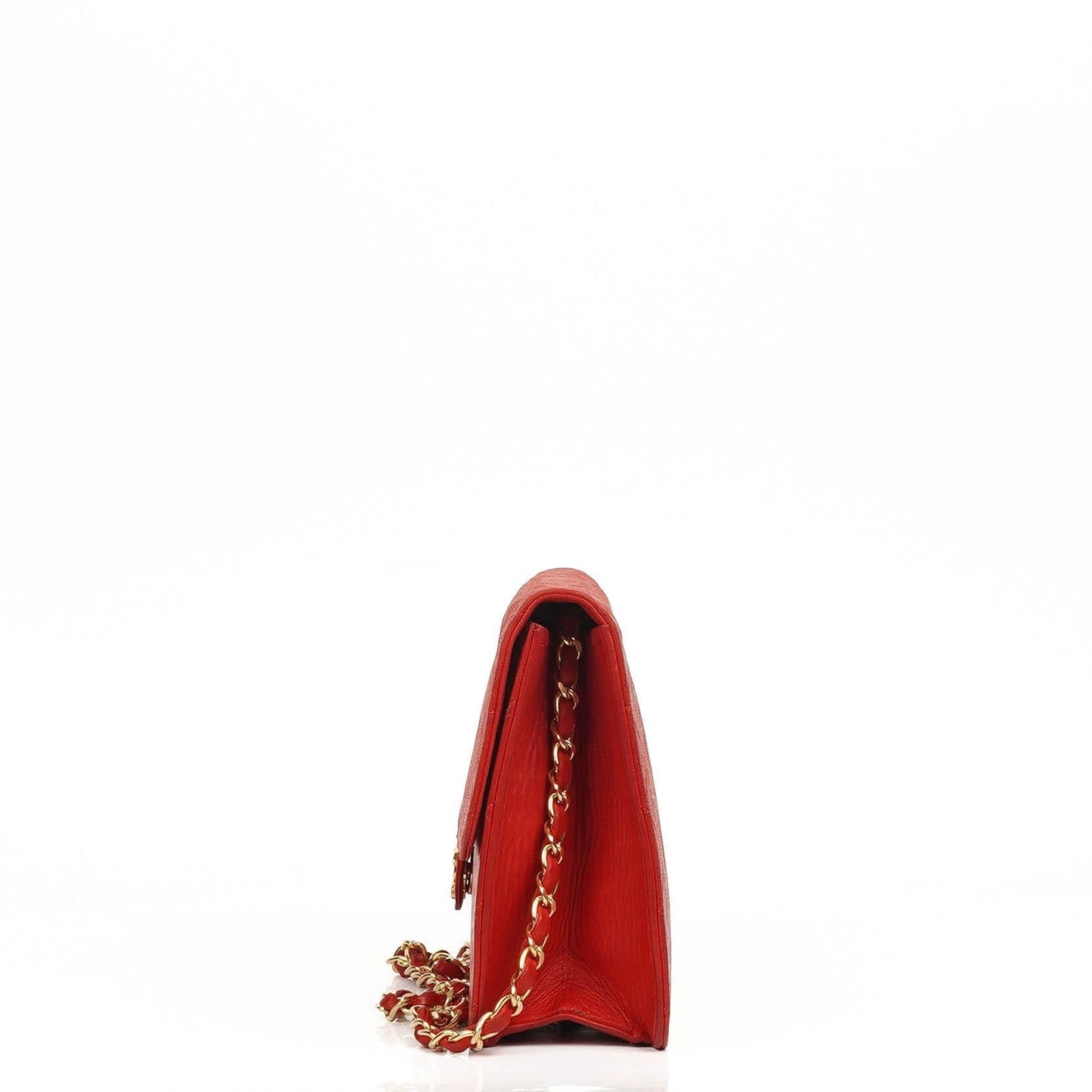 Chanel Kleine Klassische Vintage Rote Gequiltete Lammleder Einzelklappen Tasche Mit 24K Goldbeschichtetem Zubehör
