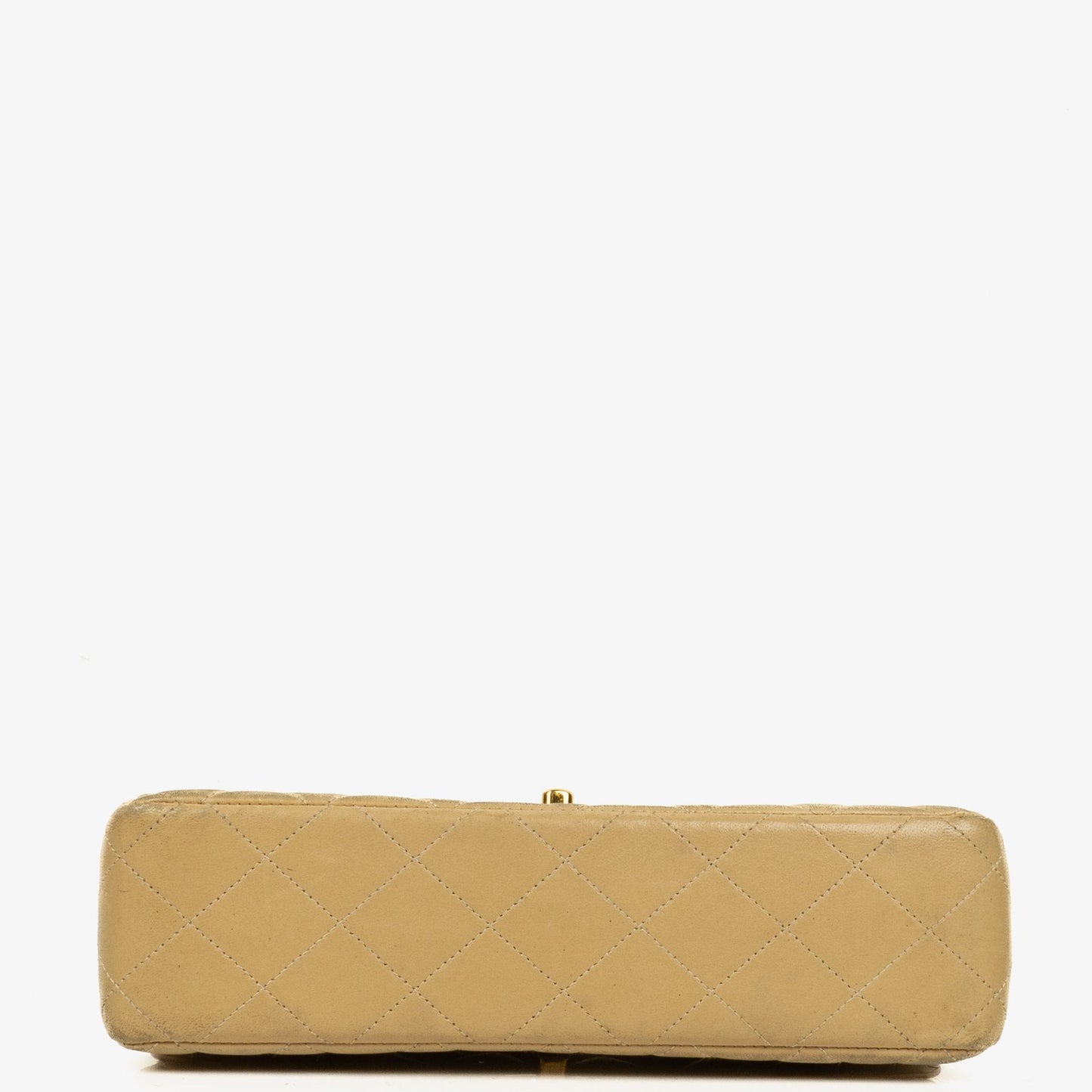 Chanel Small Double-Sided Flap Tasche aus beigem gestepptem Lammleder mit 24K vergoldeter Hardware