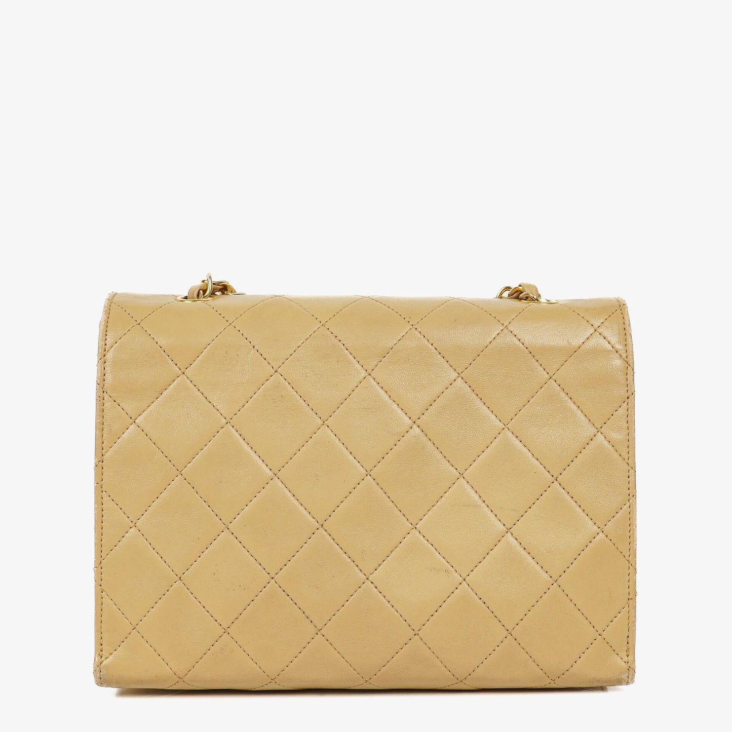 Chanel Small Envelope Maxi CC Logo Flap Bag aus beigem gestepptem Lammleder mit 24K vergoldeter Hardware
