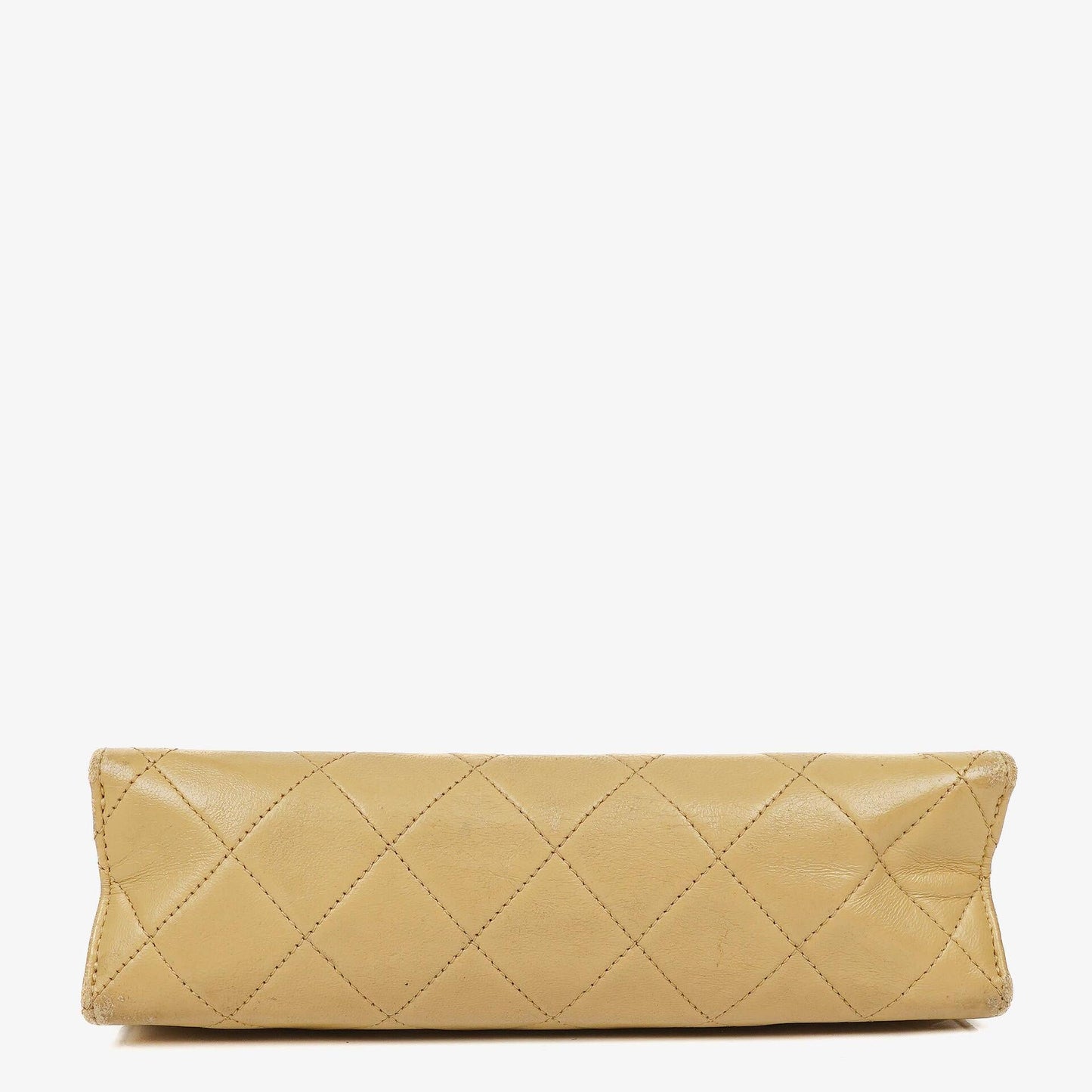 Chanel Small Envelope Maxi CC Logo Flap Bag aus beigem gestepptem Lammleder mit 24K vergoldeter Hardware