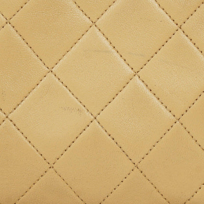 Chanel Small Envelope Maxi CC Logo Flap Bag aus beigem gestepptem Lammleder mit 24K vergoldeter Hardware