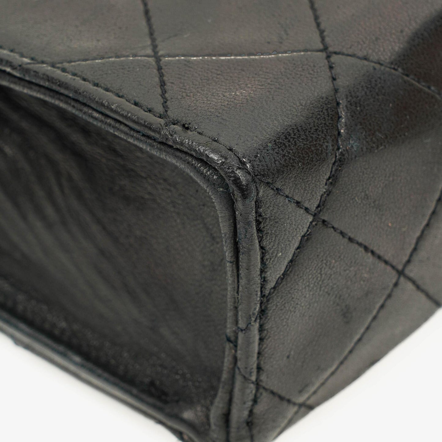 Chanel Kleine Envelope Maxi CC Logo Flap Tasche aus schwarzem gestepptem Lammleder mit 24K vergoldeten Beschlägen