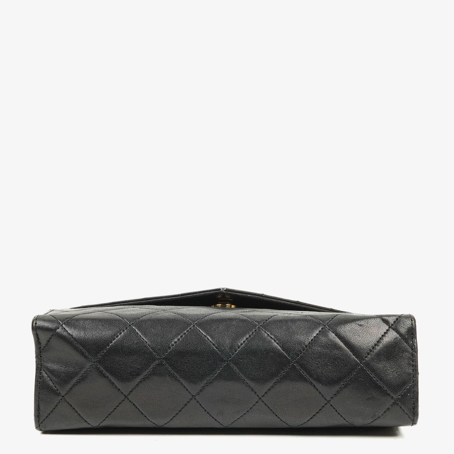 Chanel Kleine Envelope Maxi CC Logo Flap Tasche aus schwarzem gestepptem Lammleder mit 24K vergoldeten Beschlägen
