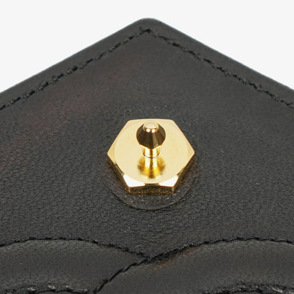 Chanel Kleine Envelope Maxi CC Logo Flap Tasche aus schwarzem gestepptem Lammleder mit 24K vergoldeten Beschlägen