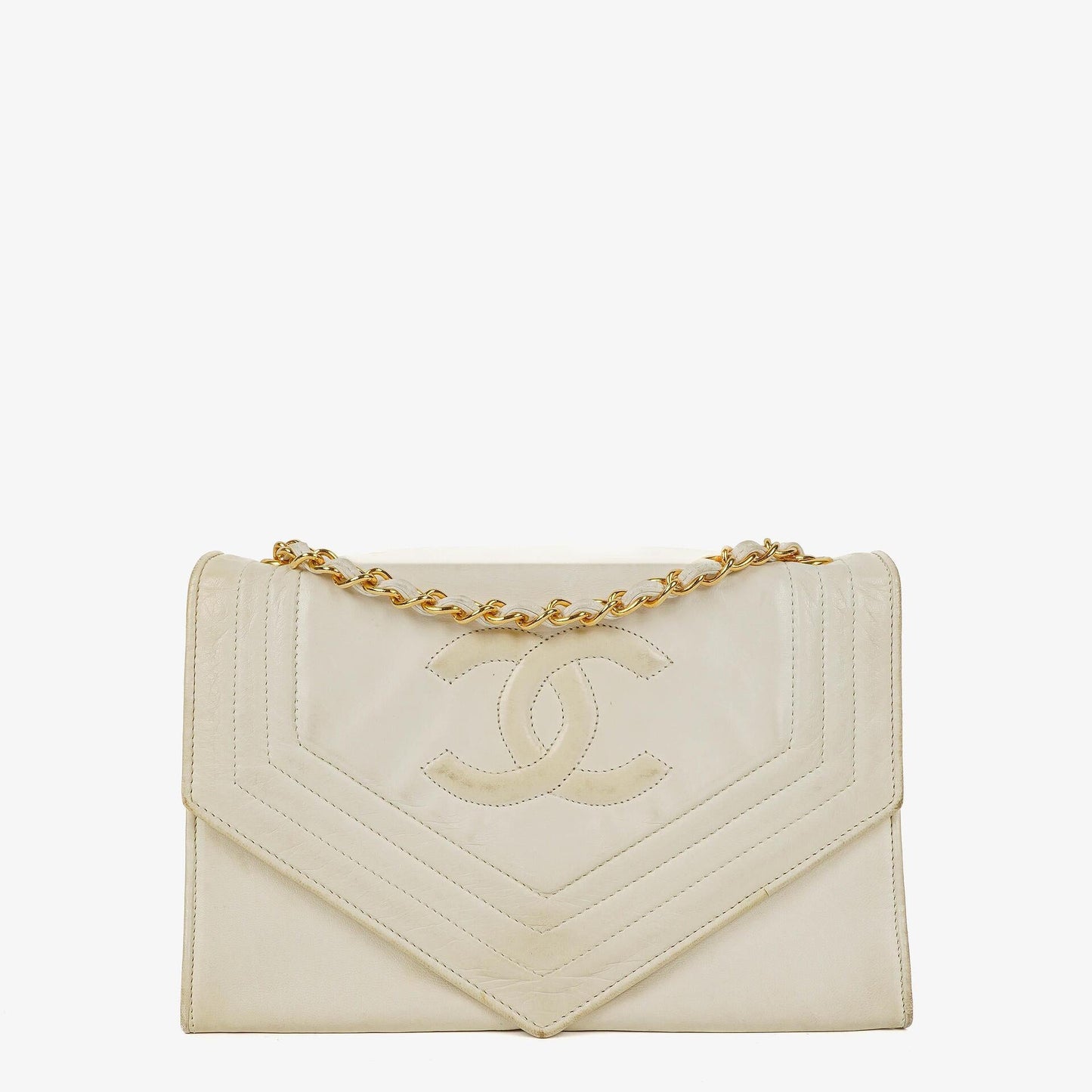 Chanel Small Envelope Flap Bag aus weißem Leder