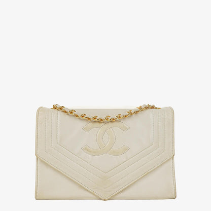 Chanel Small Envelope Flap Bag aus weißem Leder