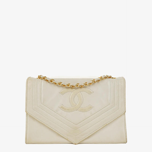 Chanel Small Envelope Flap Bag aus weißem Leder