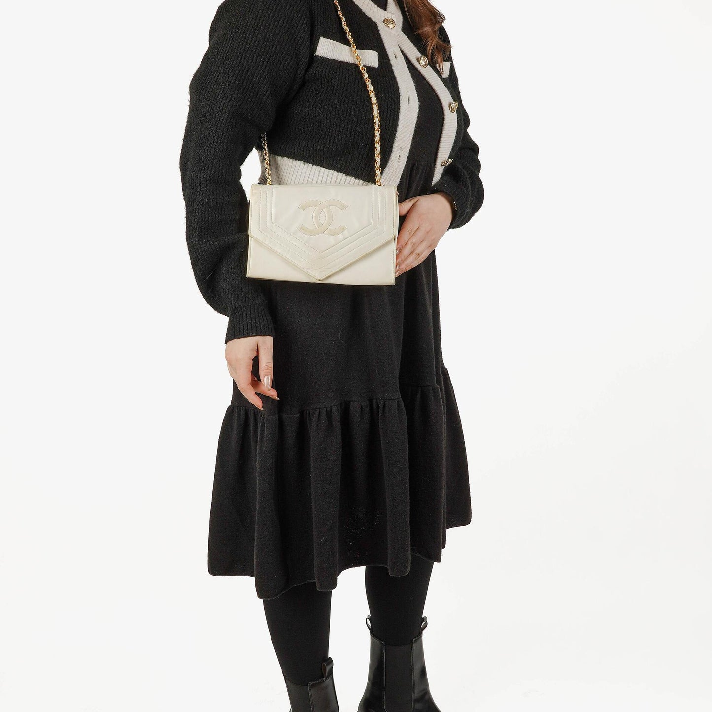 Chanel Small Envelope Flap Bag aus weißem Leder