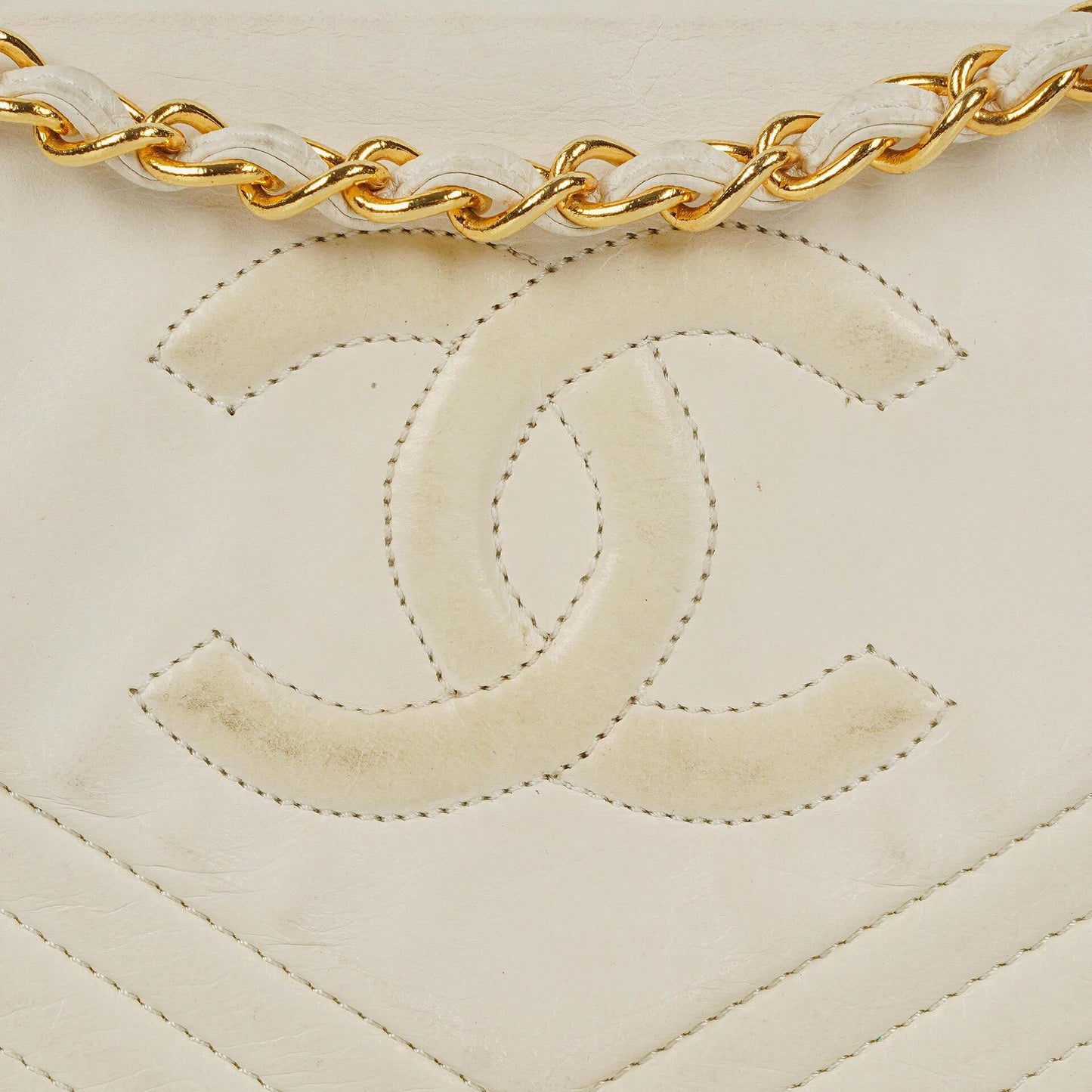 Chanel Small Envelope Flap Bag aus weißem Leder